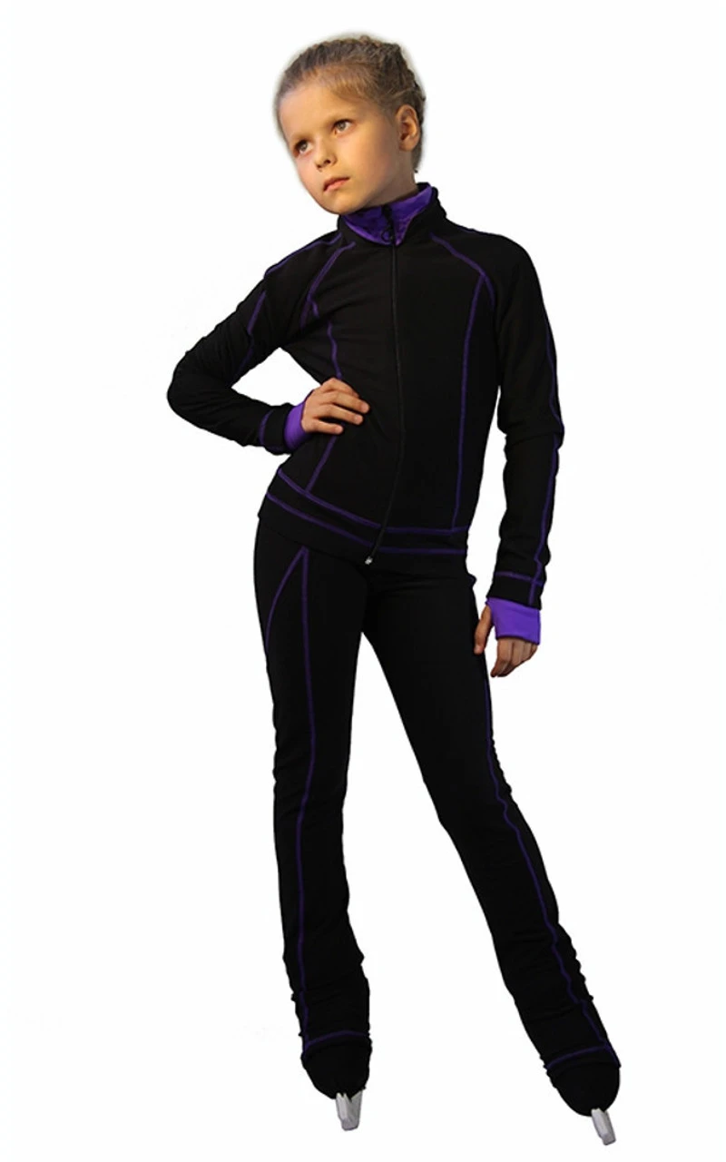 IceDress Figure Skating Thermal Jacket -Todes(Black With Purple Line) 2 IceDress Figure Skating Thermal Jacket -Todes(Black With Purple Line) - Image 2