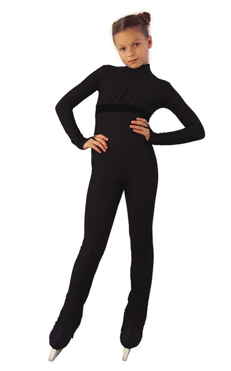 IceDress - Figure Skating Training Overalls -Style (Black With Velvet) 1 IceDress - Figure Skating Training Overalls -Style (Black With Velvet)