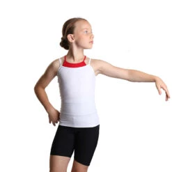 IceDress - Two-color Figure Skating Cami Top (White And Red)