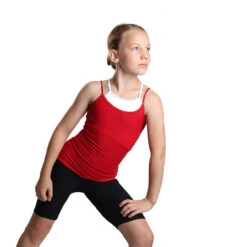 IceDress - Two-color Figure Skating Cami Top (Red And White)