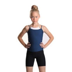 IceDress - Two-color Figure Skating Cami Top (Dark Blue And White)