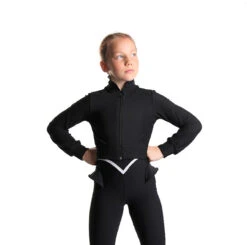 Icedress - Thermal Figure Skating Outfit "Trio" - Cropped Jacket/ Top/ High-Waisted Legging (Black And White)