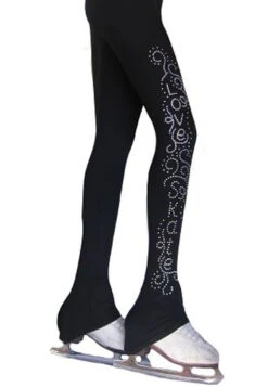 Ice Skating Pants With "Love & Skate Ornament " Rhinestone Design