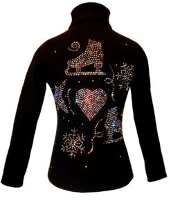 Figure Skating Jacket With " Multi Colors Skating Designs" Rhinestone Applique