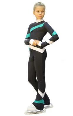 IceDress - Figure Skating Training Overalls - Quad (Dark Grey, Mint And White)