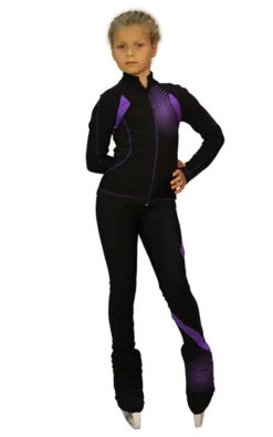 IceDress Figure Skating Thermal Pants -Euler (Black And Purple)