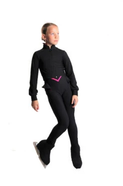 Icedress - Thermal Figure Skating Outfit "Trio" - Cropped Jacket/ Top/ High-Waisted Legging (Black And Fuchsia) -DUMBA Clothing Shop 2.1672313268 79856.1672314752
