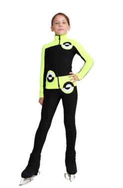 IceDress Figure Skating Jacket - Thermal - Bubble Gum (Black, Fluorescent Lime)