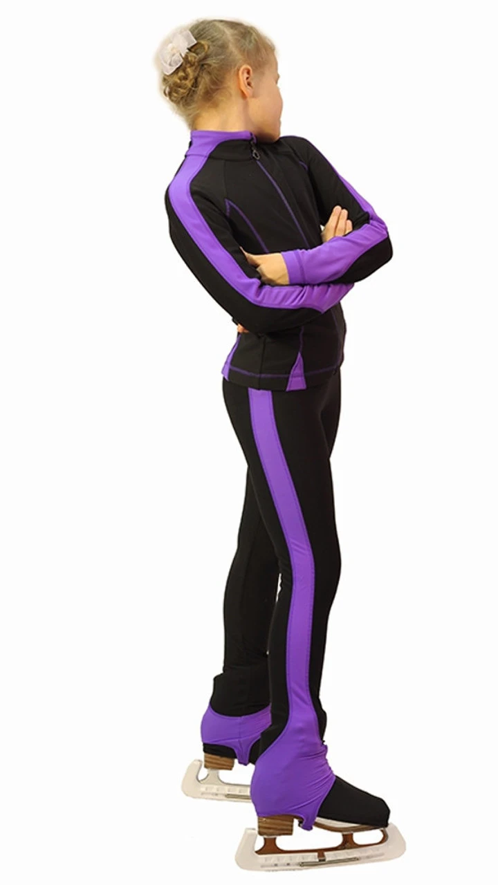 IceDress Figure Skating Thermal Pants -Bracket (Black With Violet Line) 2 IceDress Figure Skating Thermal Pants -Bracket (Black With Violet Line) - Image 2