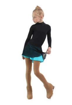 IceDress - Figure Skating Skirts - Harmony (Black With Turquoise )