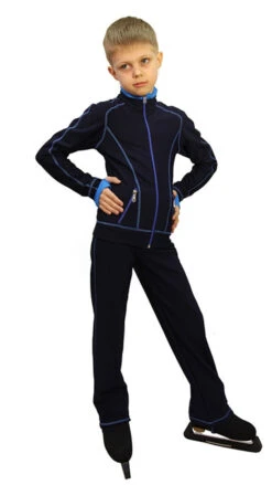 IceDress Figure Skating Thermal Pants - Todes For Boys (Dark Blue With Blue Line)