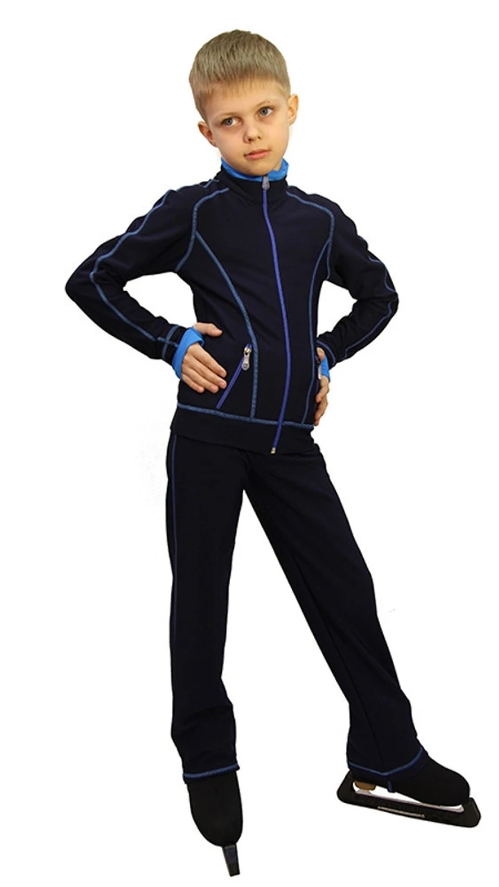 IceDress Figure Skating Thermal Jacket - Todes For Boys (25% OFF, Size AS, Dark Blue With Blue Line) 3 IceDress Figure Skating Thermal Jacket - Todes For Boys (25% OFF, Size AS, Dark Blue With Blue Line) - Image 3