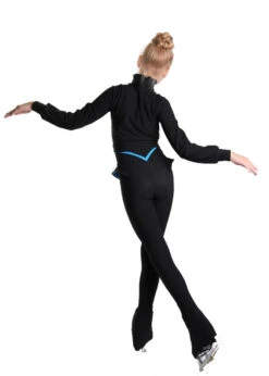Icedress - Thermal Figure Skating Outfit "Trio" - Cropped Jacket/ Top/ High-Waisted Legging (Black And Blue) -DUMBA Clothing Shop 3.1672313227 46115.1672314745