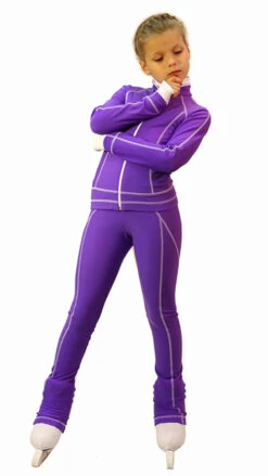 IceDress Figure Skating Thermal Jacket -Todes(Purple With White Line)