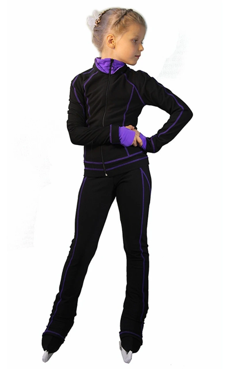 IceDress Figure Skating Thermal Jacket -Todes(Black With Purple Line) 3 IceDress Figure Skating Thermal Jacket -Todes(Black With Purple Line) - Image 3