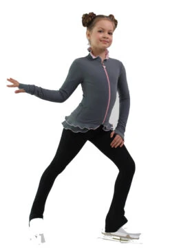 IceDress Figure Skating Jacket - Thermal - Minx (Light Grey, Pink, Black)
