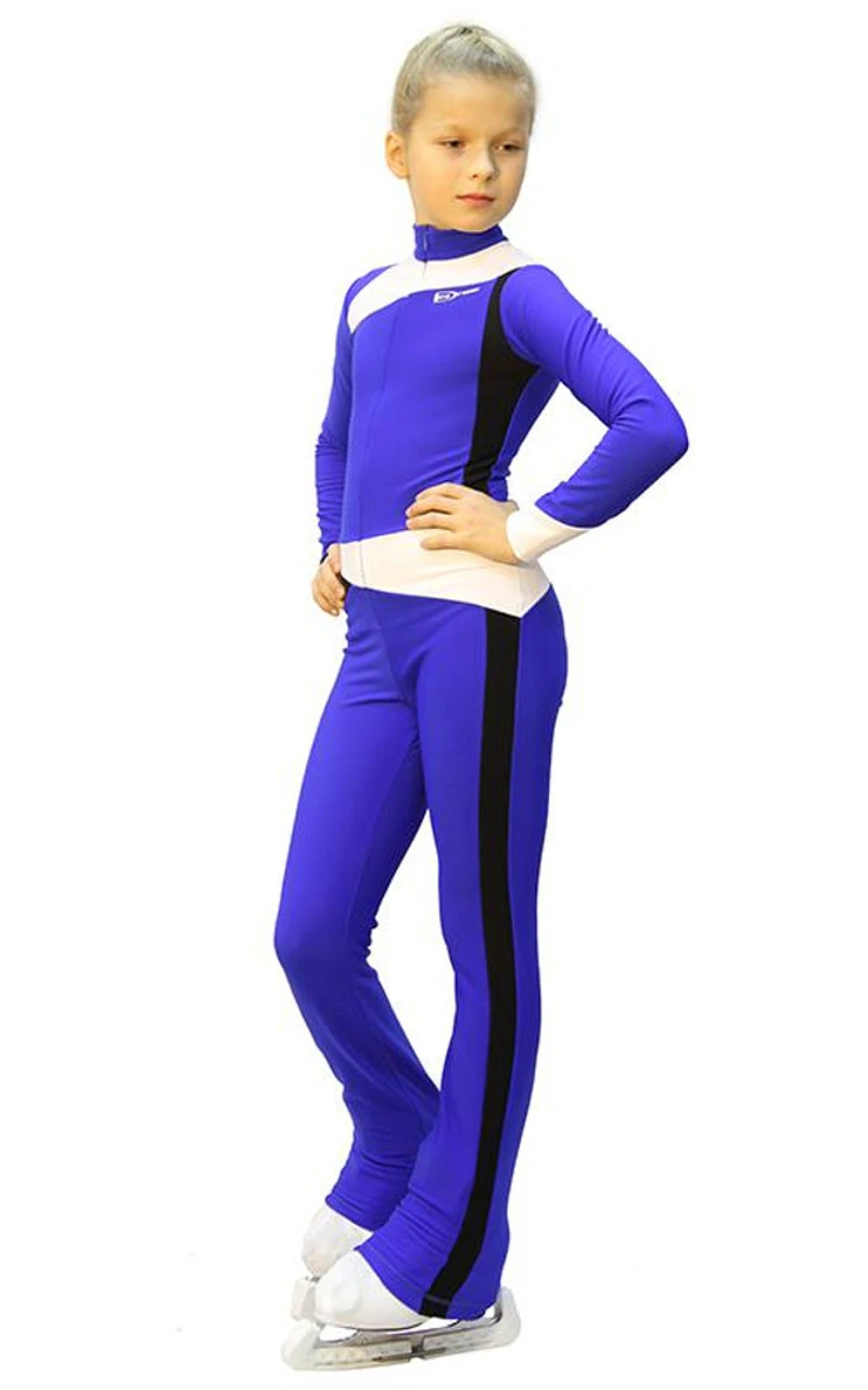 IceDress - Figure Skating Training Overalls - Skating (Cornflower, Black And White ) 1 IceDress - Figure Skating Training Overalls - Skating (Cornflower, Black And White )