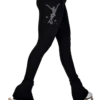 ChloeNoel P622F All Black 3" Waist Band Light Weight Fleece Figure Skating Pants W/ Mini Jump Skater Crystals Combination
