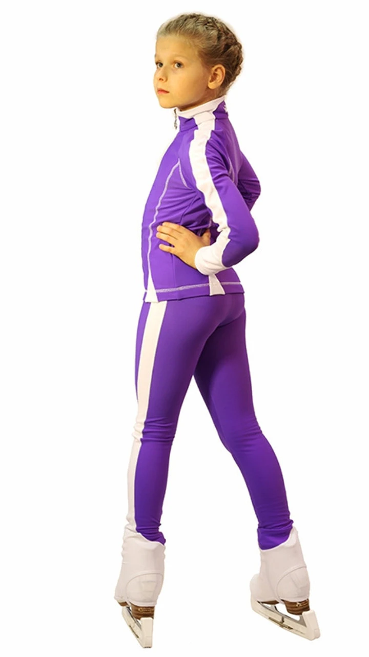 IceDress Figure Skating Thermal Pants -Bracket (Violet With White Line) 2 IceDress Figure Skating Thermal Pants -Bracket (Violet With White Line) - Image 2