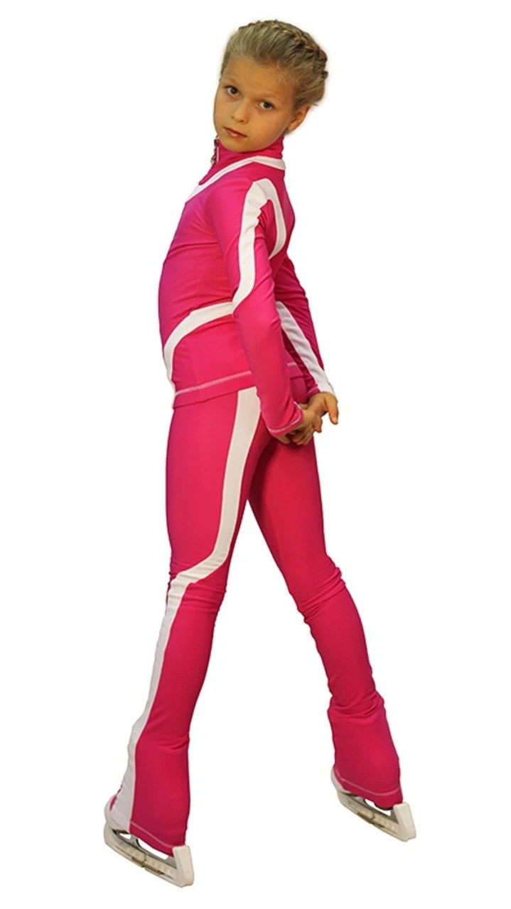 IceDress Figure Skating Thermal Pants -Flip (Fuchsia With White Line) 2 IceDress Figure Skating Thermal Pants -Flip (Fuchsia With White Line) - Image 2