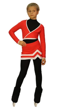 IceDress - Figure Skating Skirts -Line (Red And White)