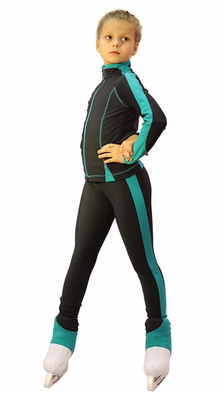 IceDress Figure Skating Thermal Jacket -Bracket (Grey With Mint Line) 2 IceDress Figure Skating Thermal Jacket -Bracket (Grey With Mint Line) - Image 2