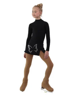 IceDress - Figure Skating Skirts - Rogue (Black With Big Butterfly )