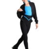 Icedress - Thermal Figure Skating Outfit "Trio" - Cropped Jacket/ Top/ High-Waisted Legging (Black And Blue)