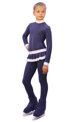 IceDress - Figure Skating Training Overalls - Valley (Grey-Dark Blue With White)