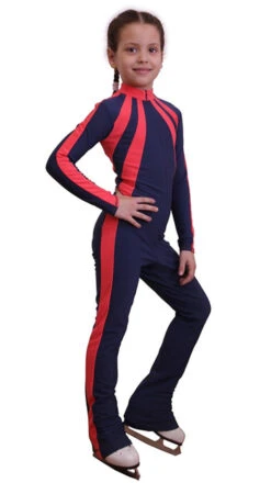 IceDress - Figure Skating Training Overalls - Sweetheart (Gray And Coral)
