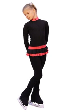 IceDress - Figure Skating Training Overalls - Valley (Black With Coral)