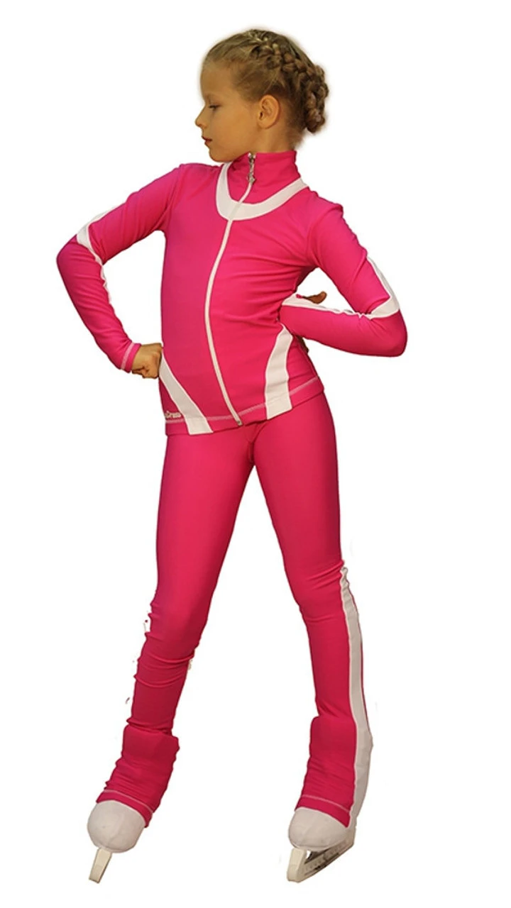 IceDress Figure Skating Thermal Pants -Flip (Fuchsia With White Line) 1 IceDress Figure Skating Thermal Pants -Flip (Fuchsia With White Line)