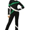 IceDress - Figure Skating Training Overalls - Quad (Black, Green And White)