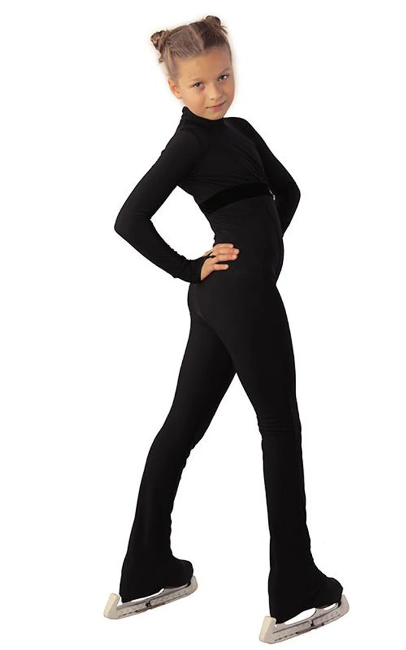 IceDress - Figure Skating Training Overalls -Style (Black With Velvet) 2 IceDress - Figure Skating Training Overalls -Style (Black With Velvet) - Image 2