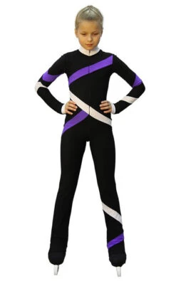 IceDress - Figure Skating Training Overalls - Quad (15% OFF, Size CXS, Black, Purple And White)