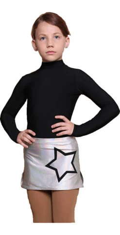 IceDress - Figure Skating Skirts - Neon Sky (Silver With Black)