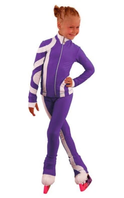 IceDress Figure Skating Outfit - Thermal - Cross-Roll (Purple With White)