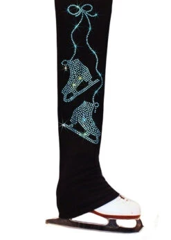 Figure Skating Pants With Aqua "Pair Of Skates" Rhinestones Applique