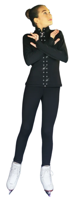 ChloeNoel PS711 Solid Color Skinny Yoga Off Ice Elite Figure Skating Pants W/ Front Pocket And Swarovski Crystal Block