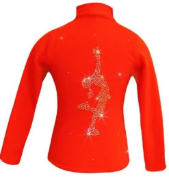 Orange Ice Skating Jacket With "Layback" Rhinestone Design