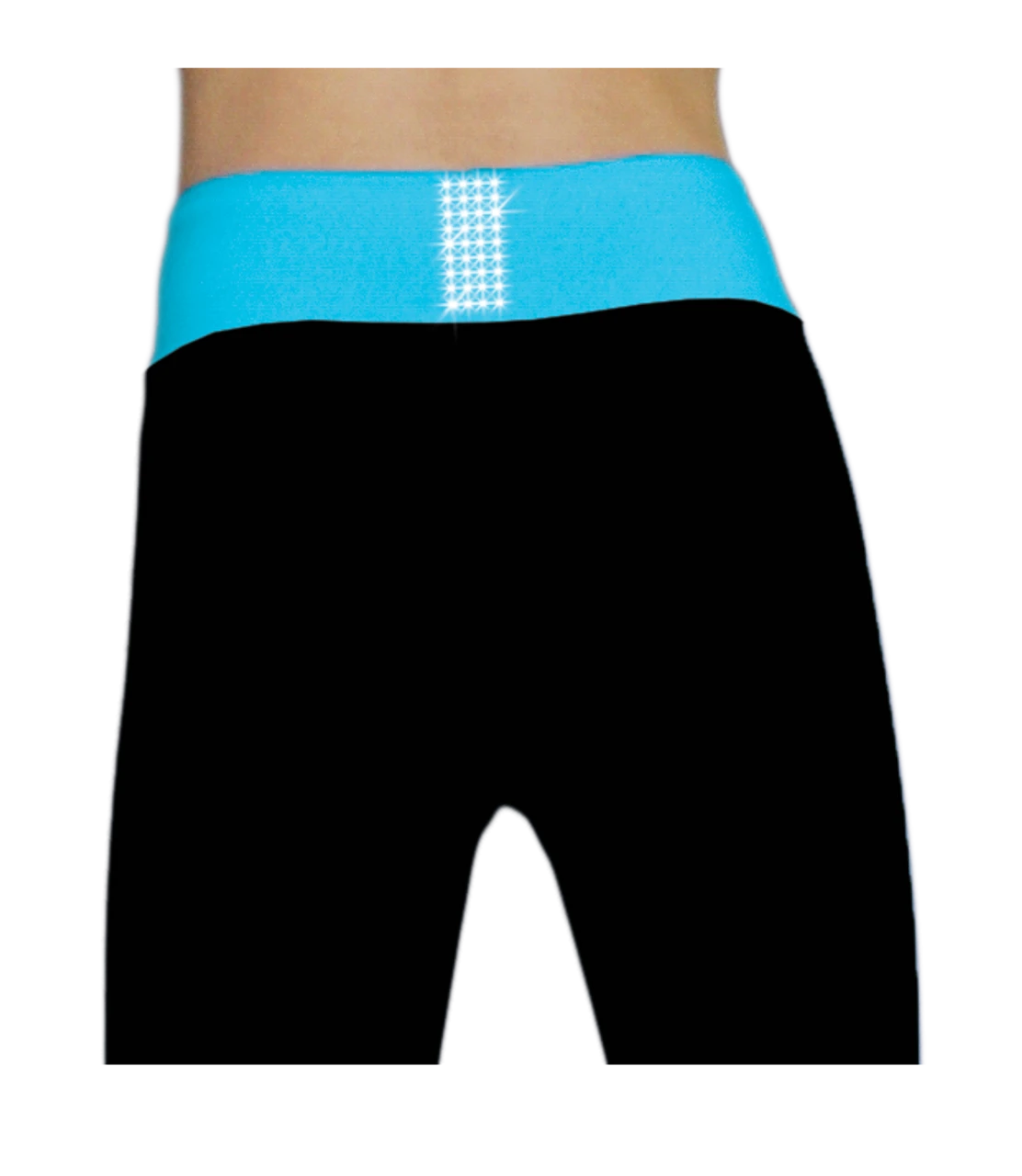 ChloeNoel PS792 3" Waist Band Black/Color Cuffs Elite Figure Skating Pants & Front Pocket & Swarovski Crystal Block 2 ChloeNoel PS792 3" Waist Band Black/Color Cuffs Elite Figure Skating Pants & Front Pocket & Swarovski Crystal Block - Image 2