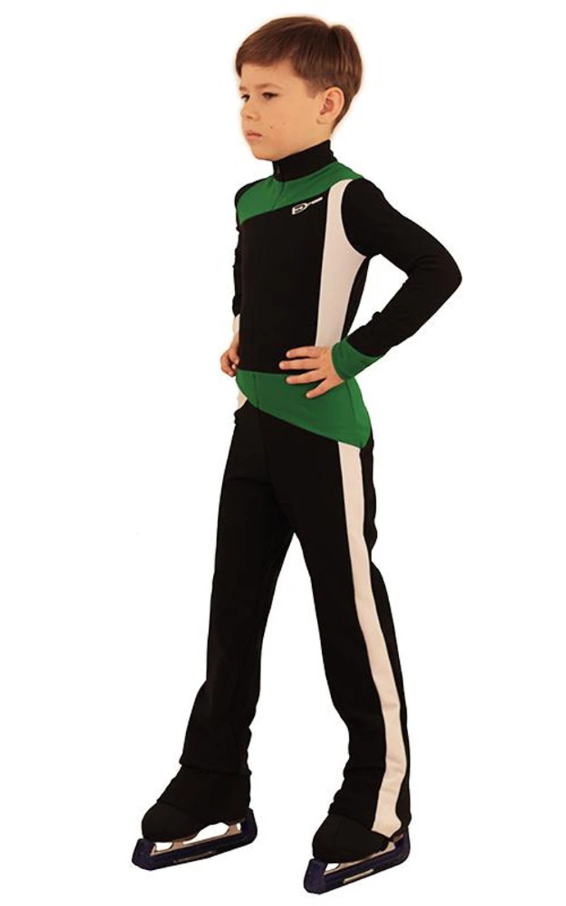 IceDress - Figure Skating Training Overalls For Boys - Skating (Black, Green And White) 2 IceDress - Figure Skating Training Overalls For Boys - Skating (Black, Green And White) - Image 2