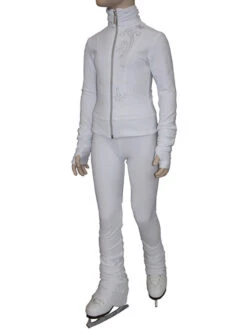 IceDress Figure Skating Jacket - Drape (White With Application Of Rhinestone)