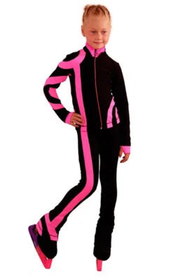 IceDress Figure Skating Outfit - Thermal - Cross-Roll (Black With Bright Pink)