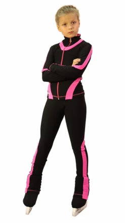IceDress Figure Skating Thermal Jacket -Flip (Black With Pink Line)