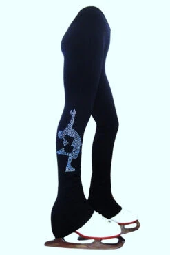 Polartec Ice Skating Pants With Blue Crystals "Layback" Applique
