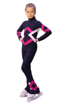 IceDress Figure Skating Outfit - Thermal - Bauer (Gray Blue Dark, Fuchsia And White)