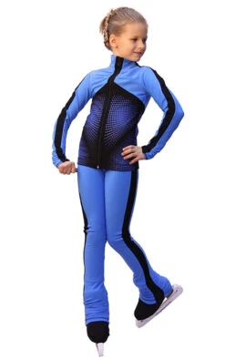 IceDress Figure Skating Outfit - Thermal - Jump (Blue With Black Stripes)