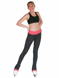 ChloeNoel PS792 3" Waist Band Black/Color Cuffs Elite Figure Skating Pants & Front Pocket -DUMBA Clothing Shop chloenoel coral elite 3 waist band pant w color cuffs front pocket 1 42825.1655362191