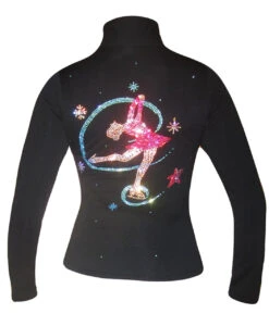 Black Ice Skating Jacket With "Colorful Layback Design " Applique